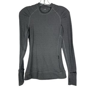 Lululemon Shirt Women 2 Gray Herringbone Think Fast Long Sleeve Running Pullover